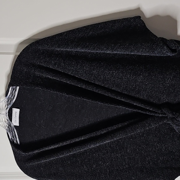 Ces Femme Black Tie Front Kimono Cardigan Size Large Short Sleeve Open Knit - Picture 5 of 10